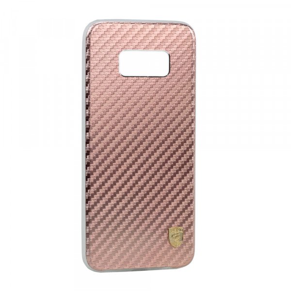 Wholesale Galaxy S8 Carbon Fiber Armor Hybrid Case (Rose Gold)
